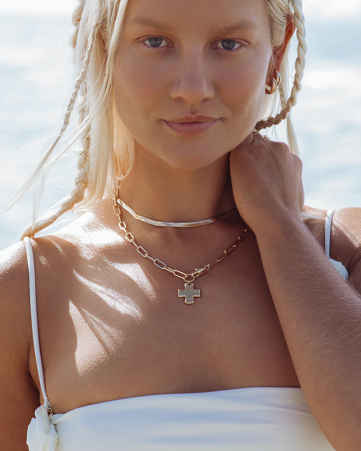 Collar de Cadena Gruesa con Cruz